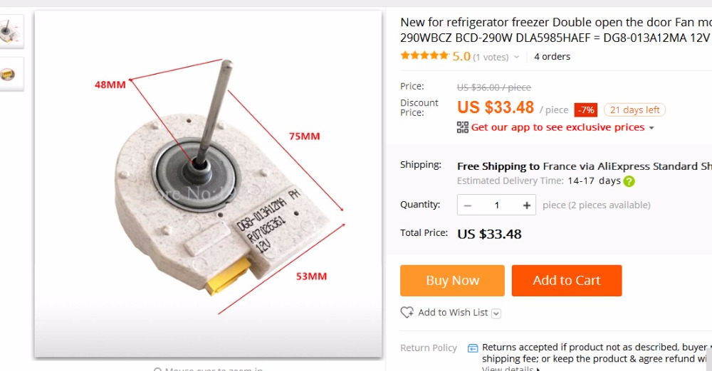 Motor ventilador frigorífico DG8-013A12MA 12V | Prologyc