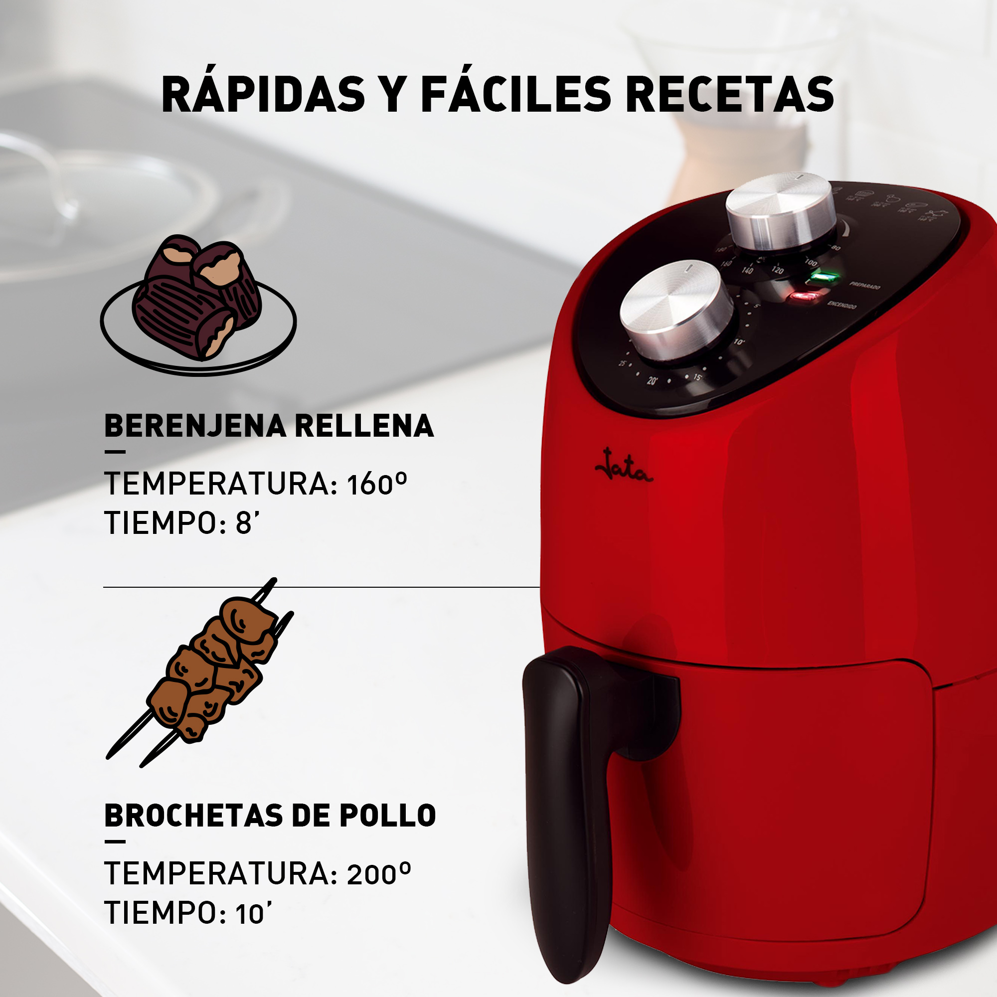 Jata Freidora de Aire 2L 1000W Sin Aceite 80-200ºC | prologyc.es | repuestos.prologyc.es