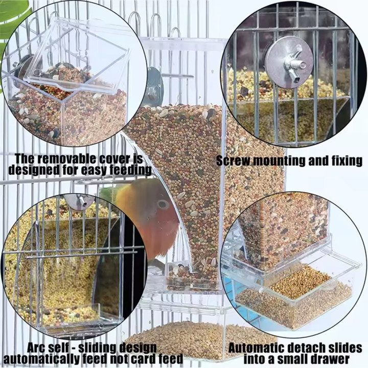 Comedero loros transparente antiderrames automático jaula aves | prologyc.es