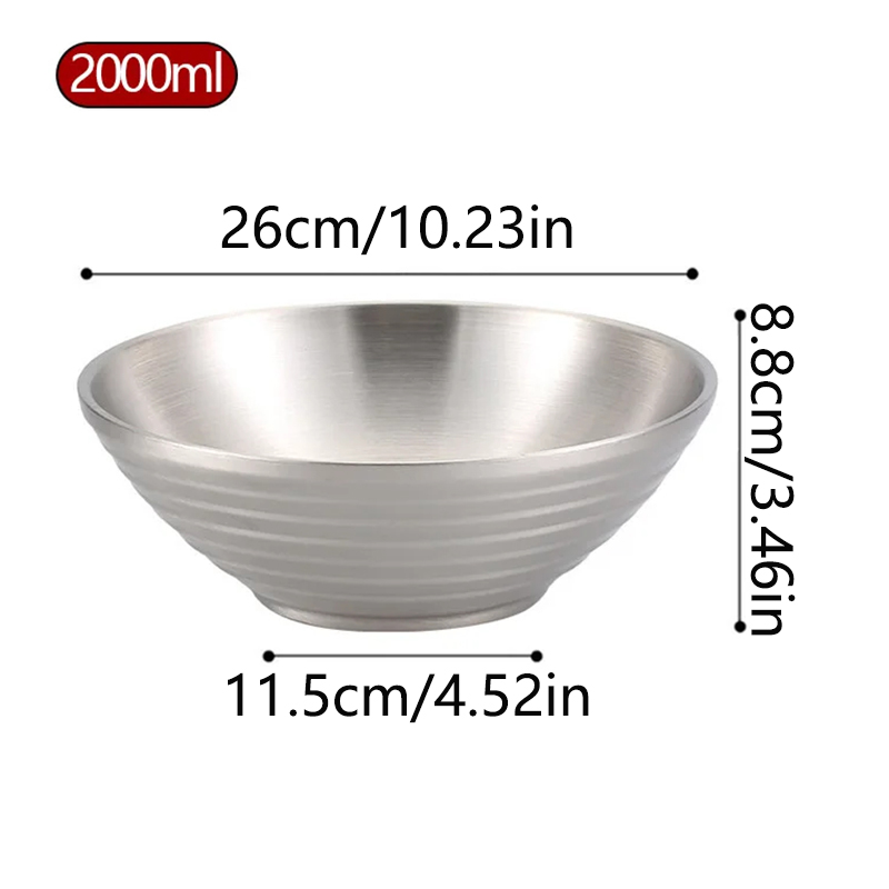 Cuenco grande de Ramen de hilo japonés de 12-26CM, tazón antiescaldado para sopa y fideos de acero inoxidable, vajilla de comida