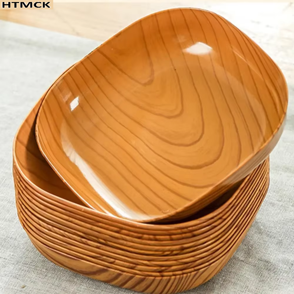 Juego de 10 Platos de Plástico Imitación Madera Japonés | prologyc.es | repuestos.prologyc.es