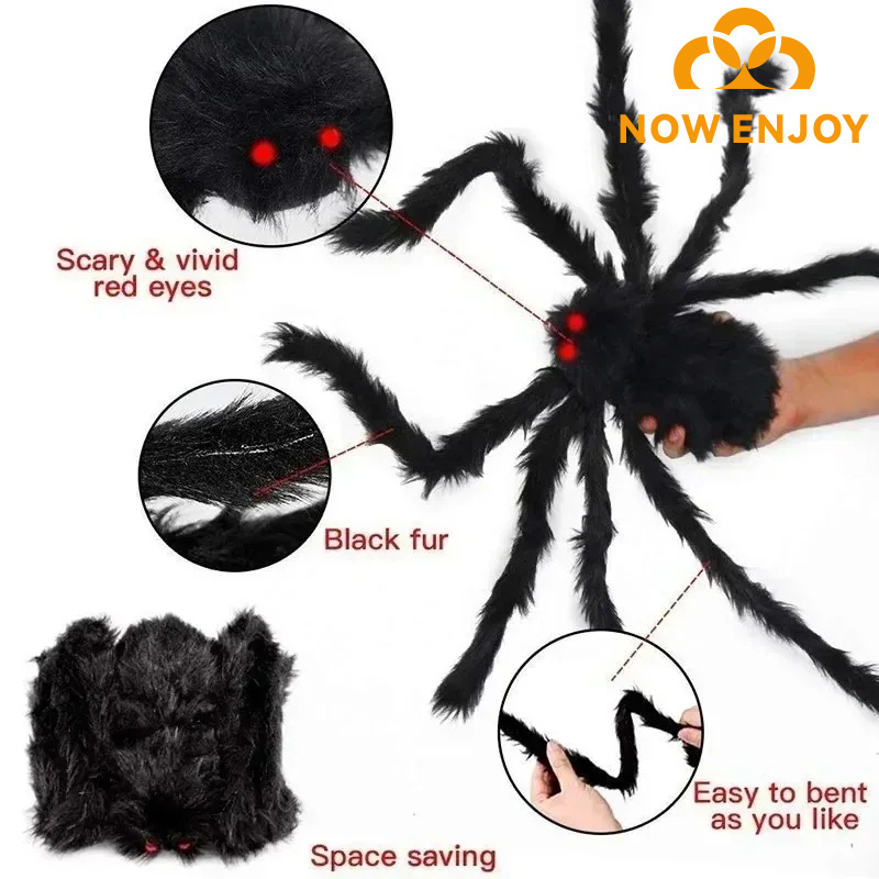 Araña Gigante Negra de Peluche 50 cm para Halloween | prologyc.es | repuestos.prologyc.es