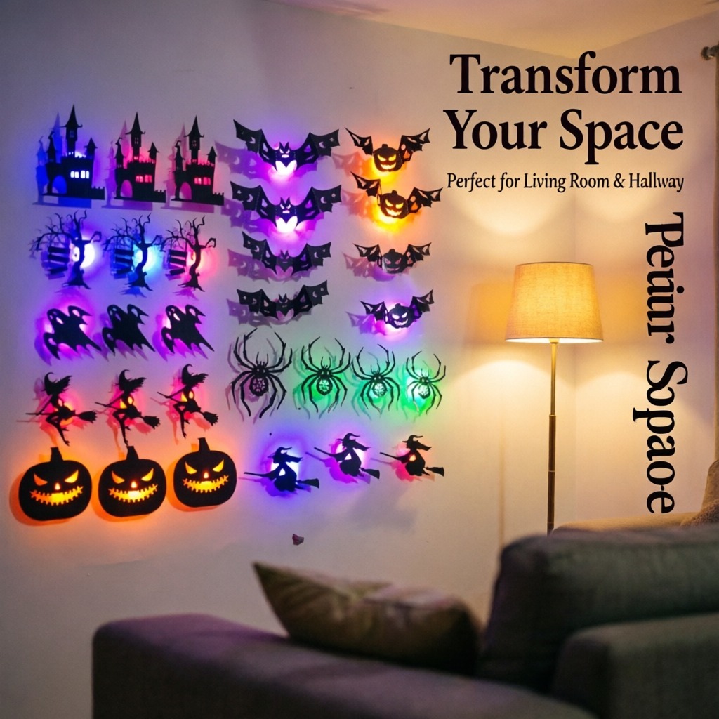 8 Pegatinas LED 3D de Halloween para Pared | prologyc.es | repuestos.prologyc.es