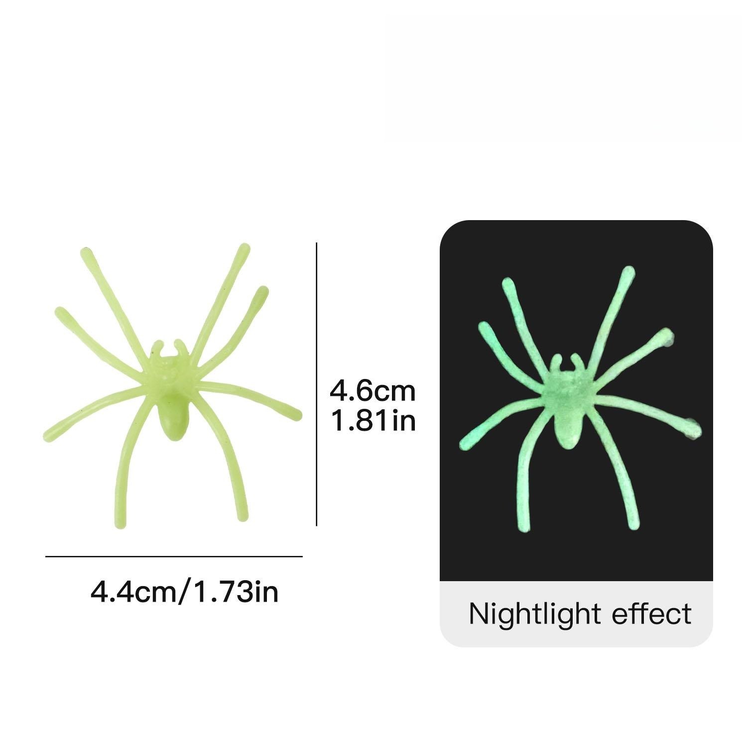 Decora Halloween con arañas luminosas que brillan en la oscuridad, ideales para fiestas, casas encantadas y manualidades. Dispon