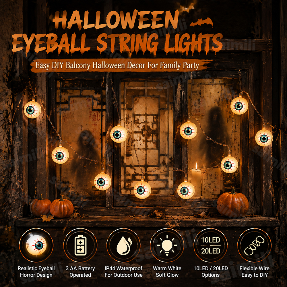 Guirnalda LED de globos oculares para Halloween | prologyc.es | repuestos.prologyc.es