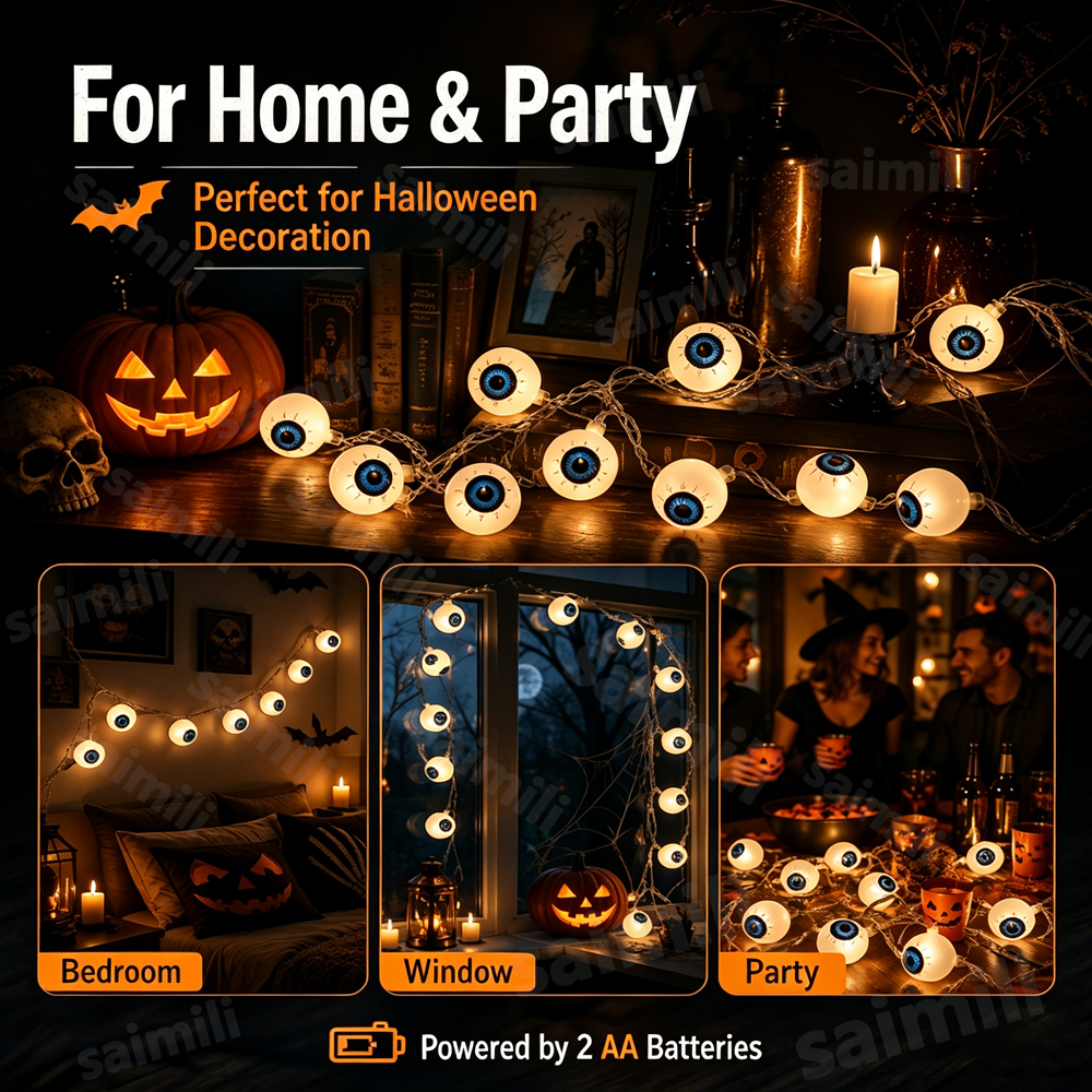 Guirnalda LED de globos oculares para Halloween | prologyc.es | repuestos.prologyc.es