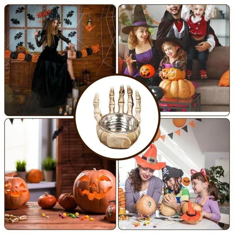 Portavelas de Halloween, candelabro de calavera, adornos de resina, decoración de Halloween, regalos, portavelas, decoración del