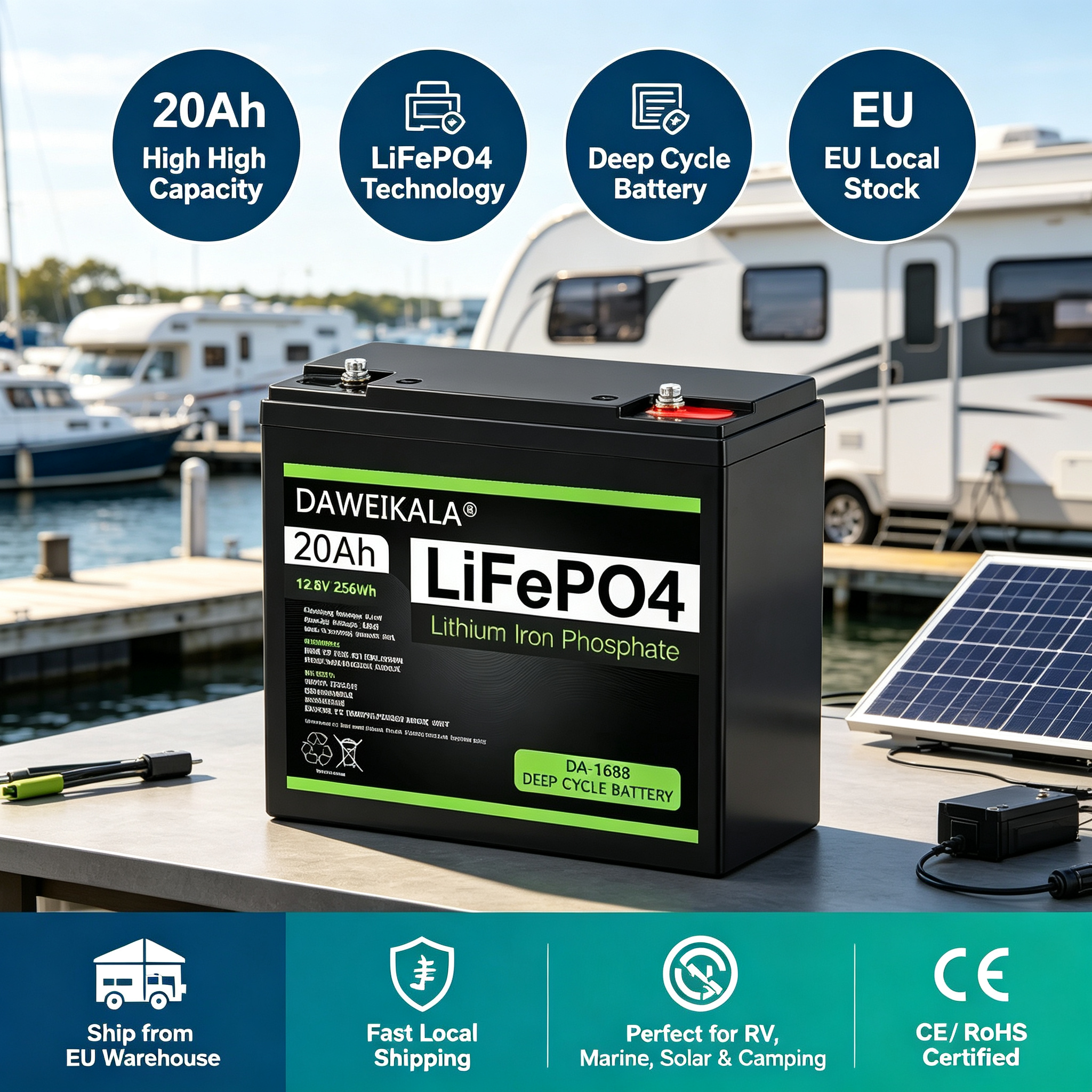 Batería LiFePO4 12 V 20 Ah de ciclo profundo con BMS | prologyc.es | repuestos.prologyc.es
