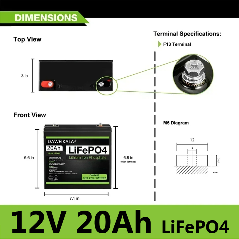 Batería LiFePO4 12 V 20 Ah de ciclo profundo con BMS | prologyc.es | repuestos.prologyc.es