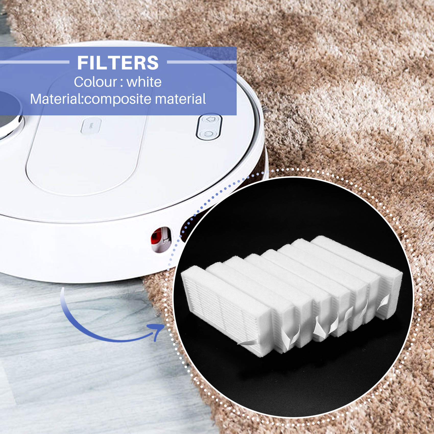 Filtros HEPA Ilife V3S V5 V5S pack 8 compatible | Prologyc