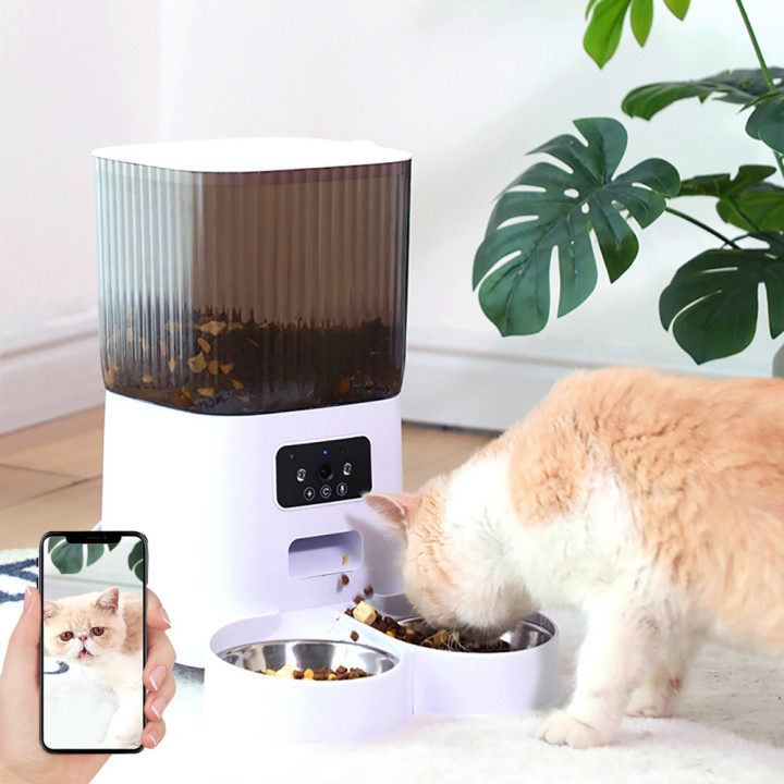 Comedero automático gatos 5L con cámara WiFi doble cuenco | prologyc.es