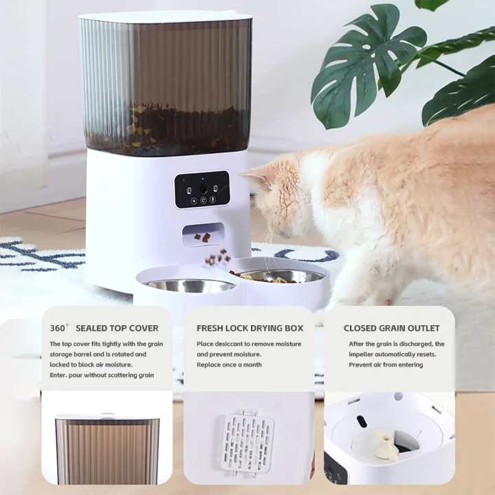 Comedero automático gatos 5L con cámara WiFi doble cuenco | prologyc.es