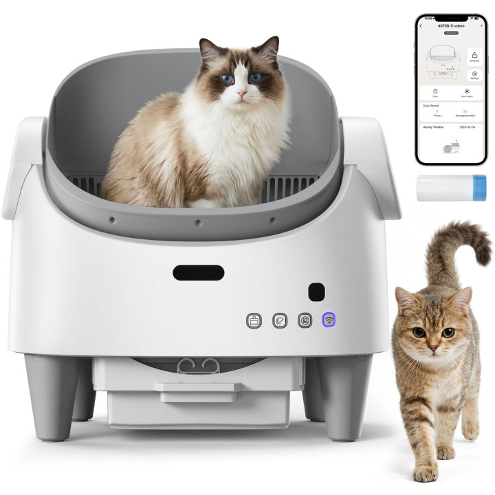 Caja arena gatos autolimpiable 10.5L con app inteligente abierta | prologyc.es
