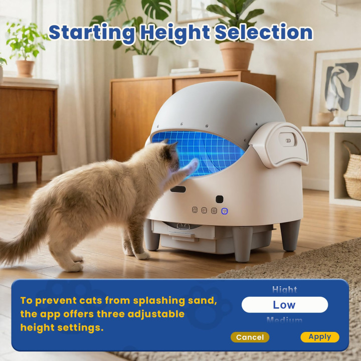 Caja arena gatos autolimpiable 10.5L con app inteligente abierta | prologyc.es