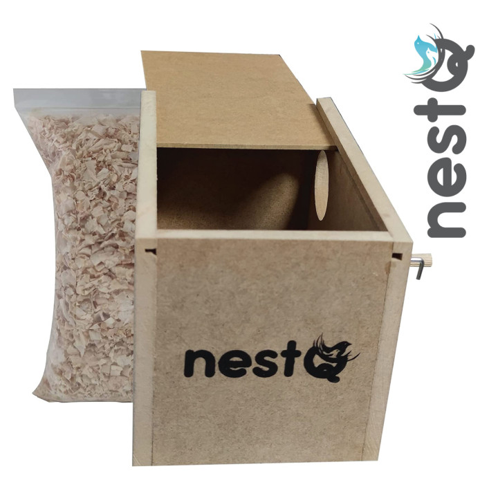 Nido agapornis madera 22 cm con viruta caja cría aves | prologyc.es