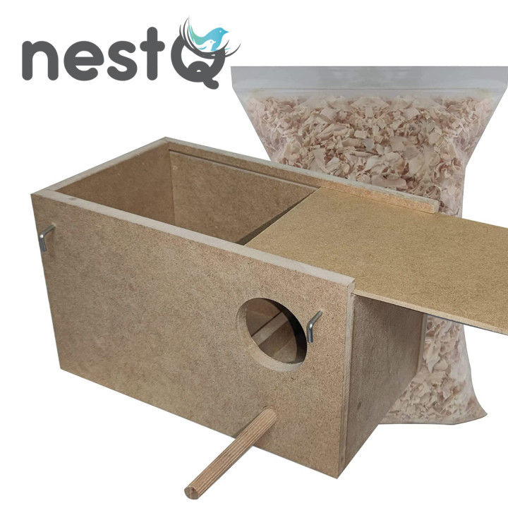 Nido agapornis madera 22 cm con viruta caja cría aves | prologyc.es