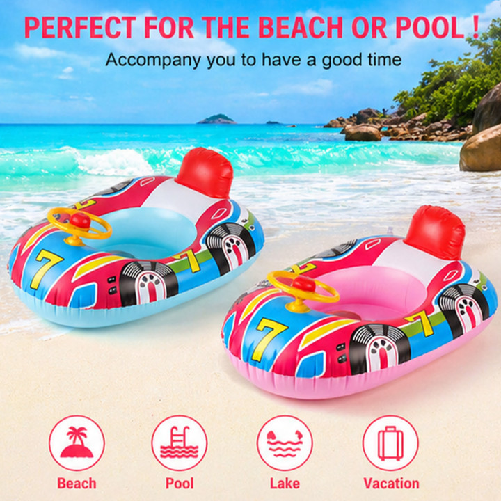 Flotador coche piscina infantil con volante asiento PVC verano | prologyc.es
