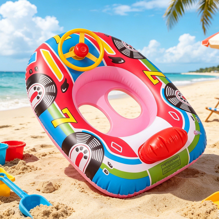 Flotador coche piscina infantil con volante asiento PVC verano | prologyc.es