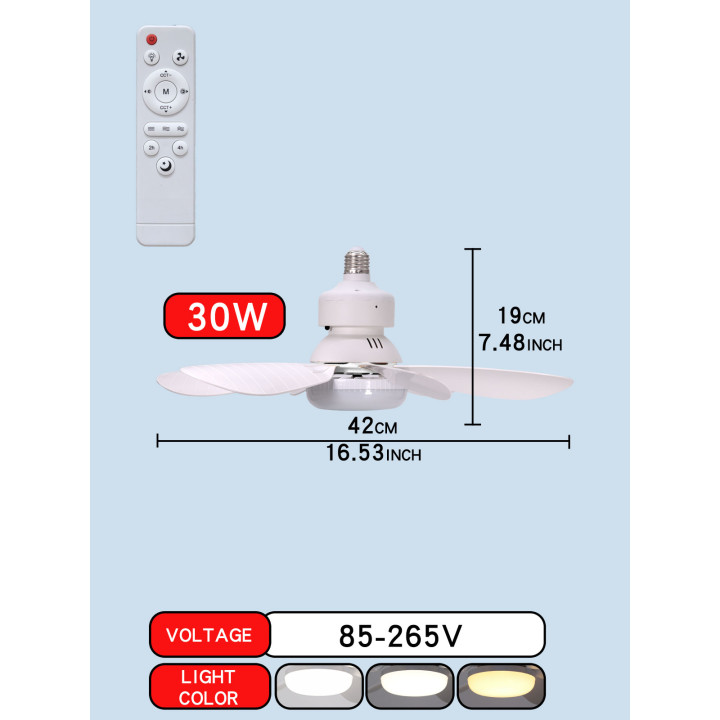 Lámpara techo LED E27 30W 40W regulable con mando | prologyc.es