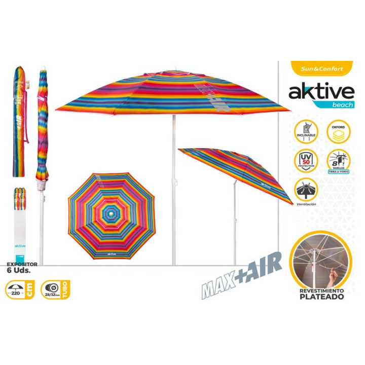 Sombrilla de playa antiviento UV50 Ø220 cm | Prologyc.es