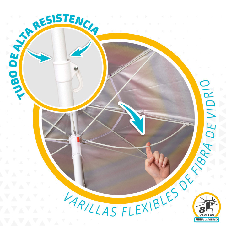 Sombrilla de playa antiviento UV50 Ø220 cm | Prologyc.es