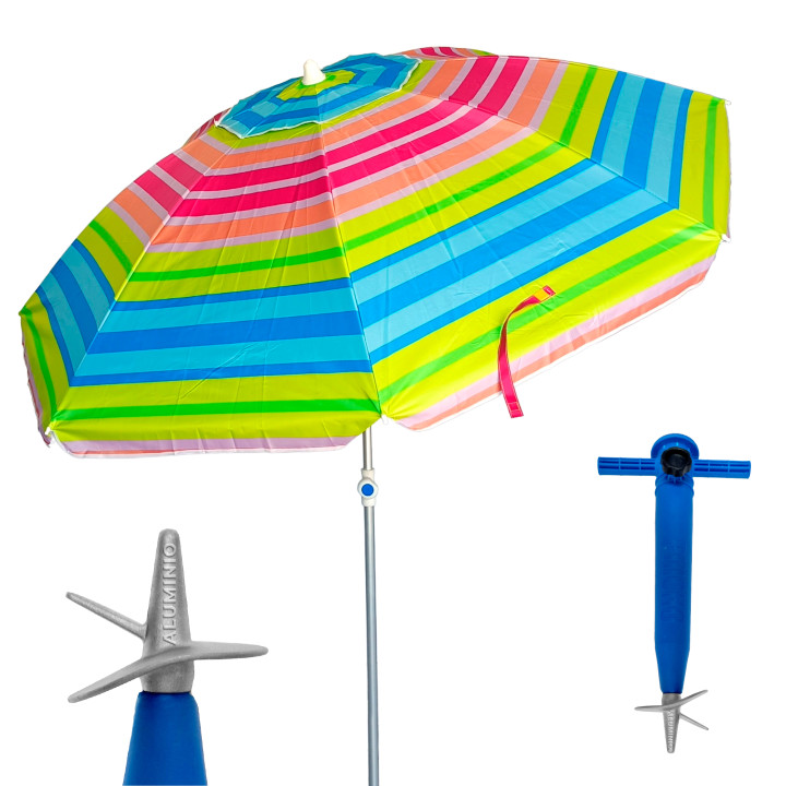 Sombrilla de playa antiviento Ø200 cm UV50 | Prologyc.es