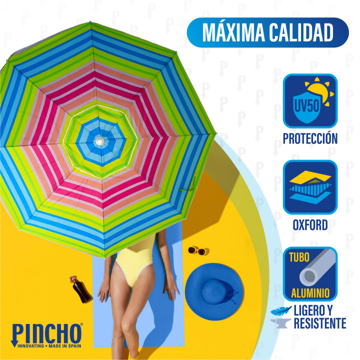 Sombrilla de playa antiviento Ø200 cm UV50 | Prologyc.es