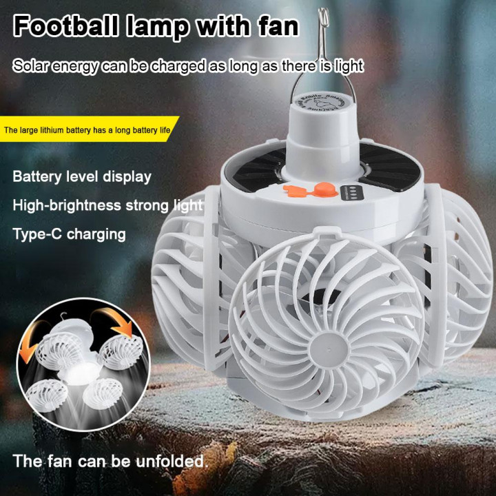 Ventilador camping solar con linterna LED USB | Prologyc.es