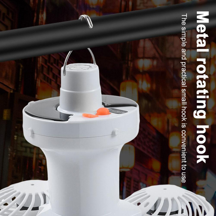 Ventilador camping solar con linterna LED USB | Prologyc.es