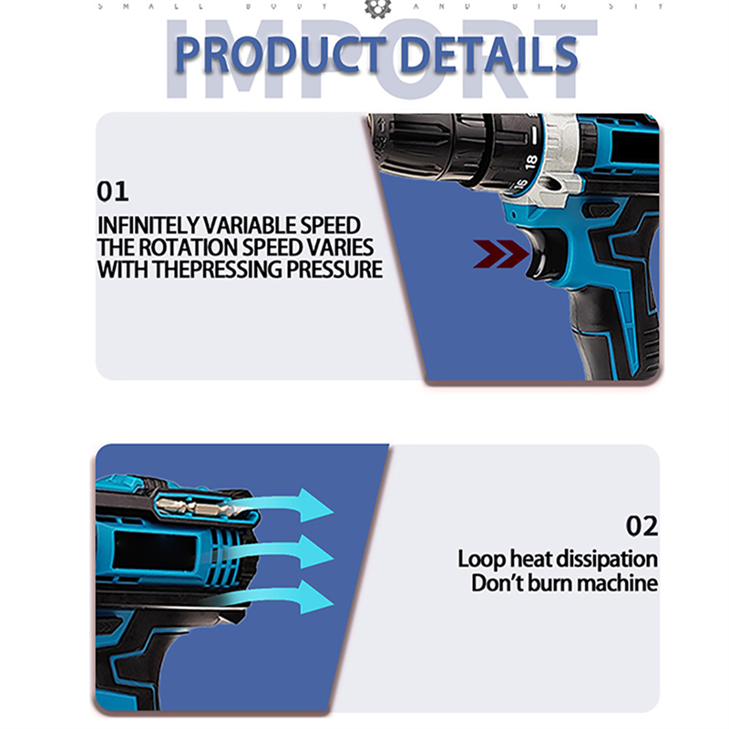 Taladro percutor inalámbrico 1350RPM con batería | Prologyc