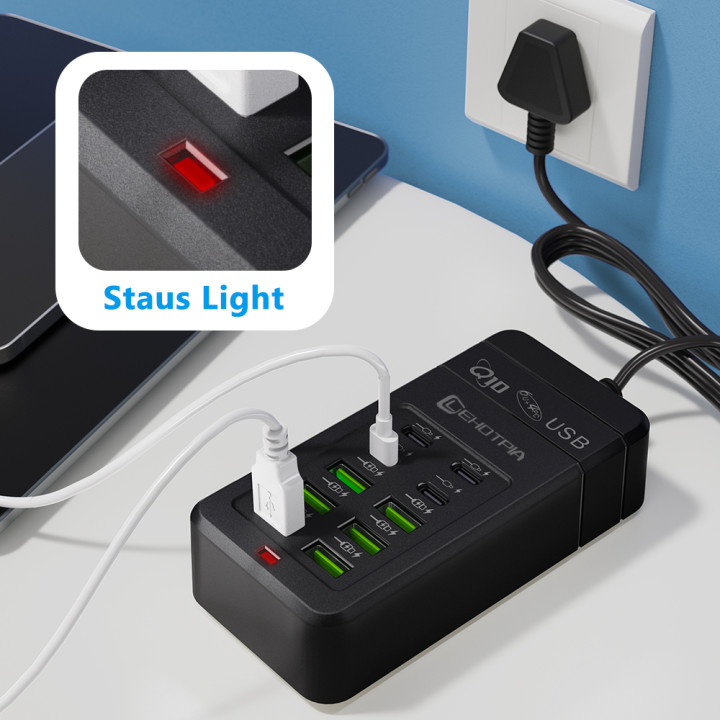 Cargador USB múltiple rápido 6 USB-A y 4 USB-C | Prologyc.es